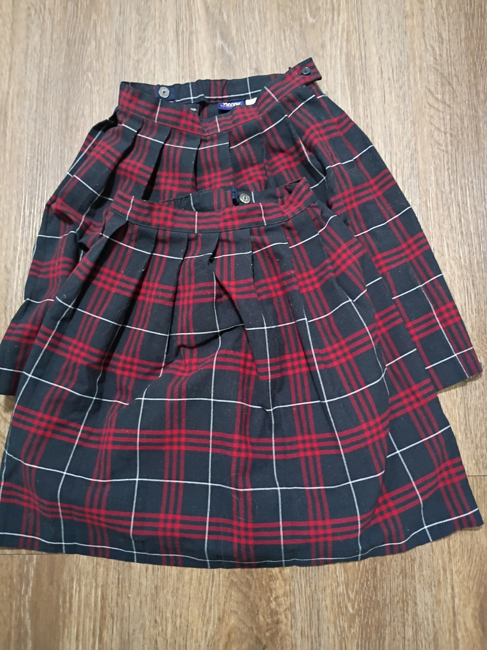 French Toast Red and Black Plaid Pleated Skirt